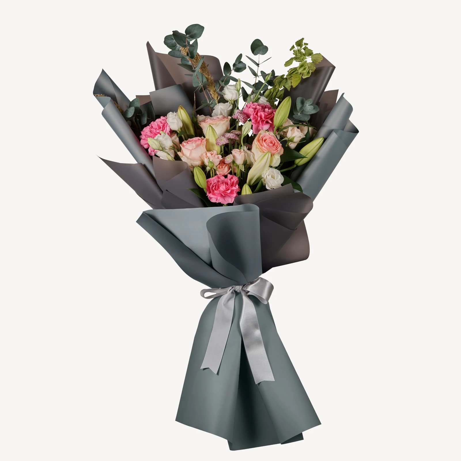 Blush and eucalyptus bouquet
